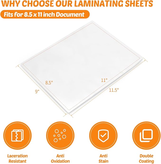 Lamtetur Thermal Laminating Pouches 9"x11.5" Inches, Holds 8.5 x 11 Inch Sheets - Image 2