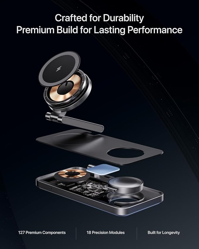 Intoval 3-in-1 Foldable Wireless Charging Station, Qi2 Certified 15W Ultra Fast - Image 3