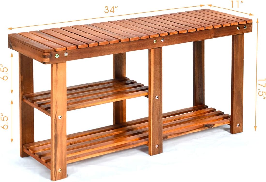 giantex 2-tier shoe bench entryway shoe rack with, front angle view