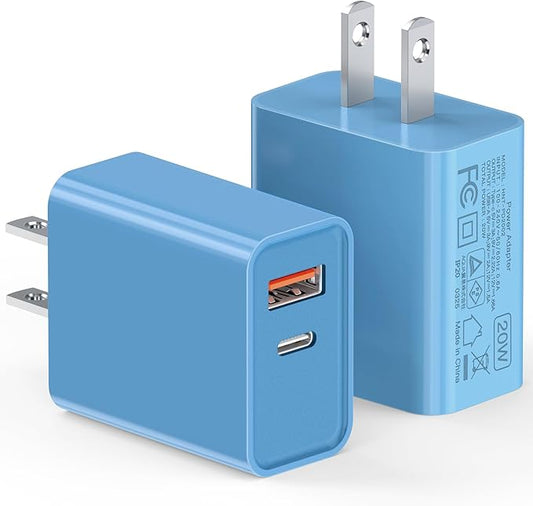 Fast Charger Block, USB C Wall Charger, Charger Cube, Dual Port PD Fast by LCGENS