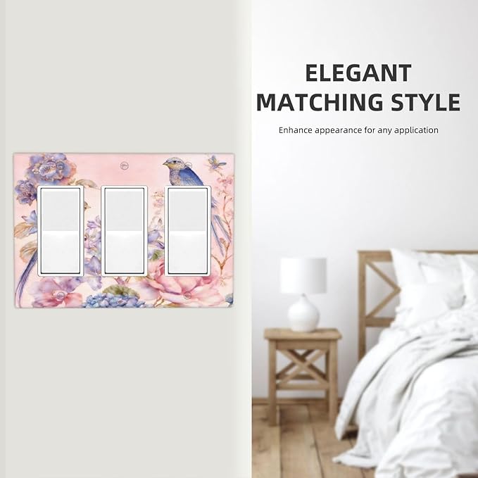 Bvtewkhz Floral Birds Morris 3 Gang Triple Rocker Decorative Outlet Covers - Image 7
