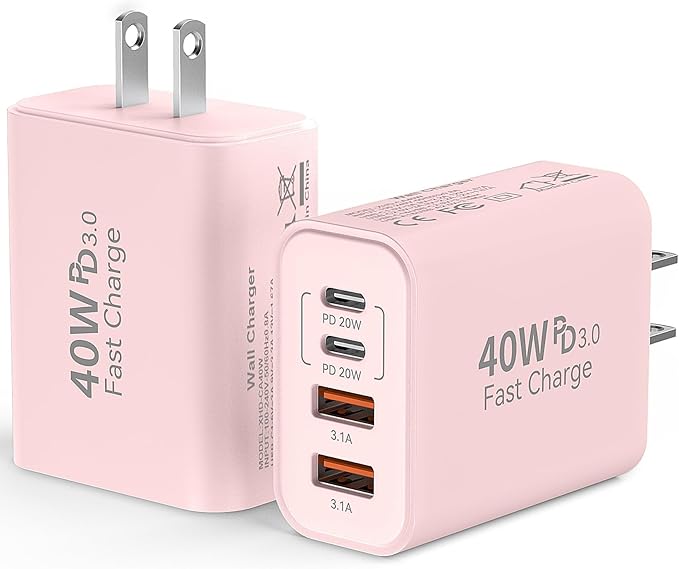USB C Wall Fast Charger Block, 40W 4-Port Type C Chargers Fast Charging Blocks by Duloch