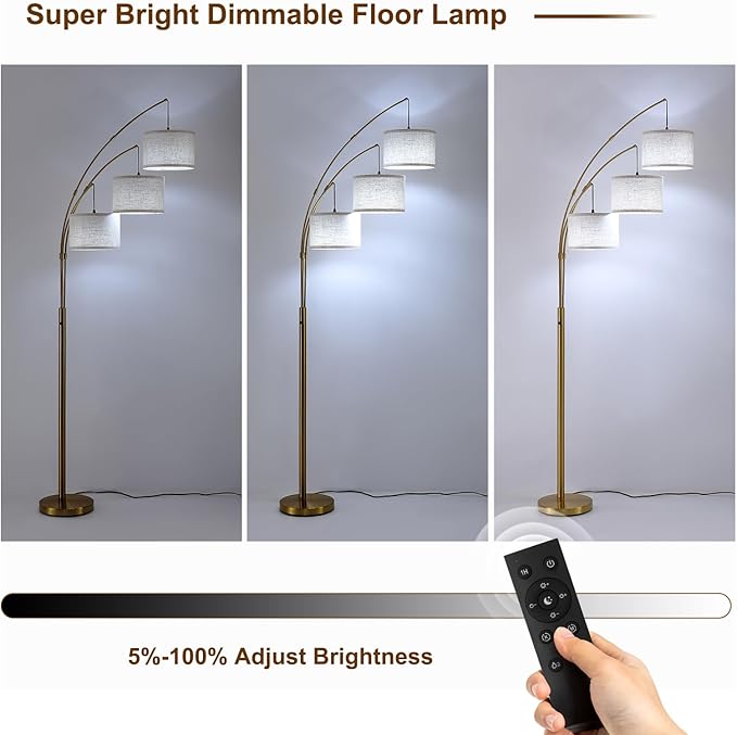 Fansdrick Gold Floor Lamps for Living Room, Super Bright Arc Floor Lamp - Image 7