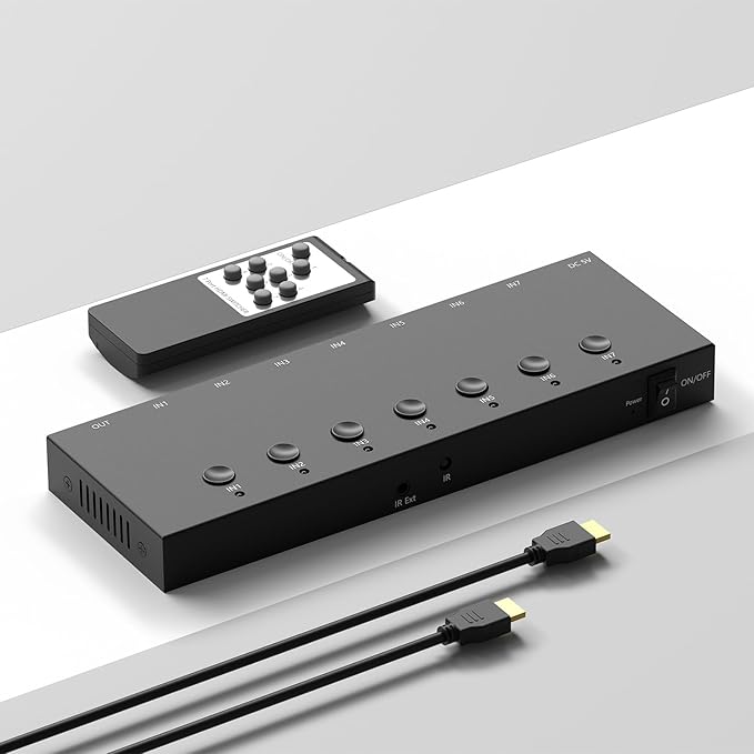 Y.D.F 7 Port HDMI Switch, 4k@60Hz HDMI Switcher 7 in 1 Out HDCP 2.0 Manual HDMI - Image 6