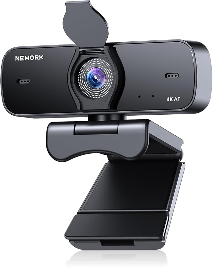 NEWORK 4K Webcam for PC, Ultra 4K HD, 2 Noise Reduction Mics, Auto Focus & by NEWORK