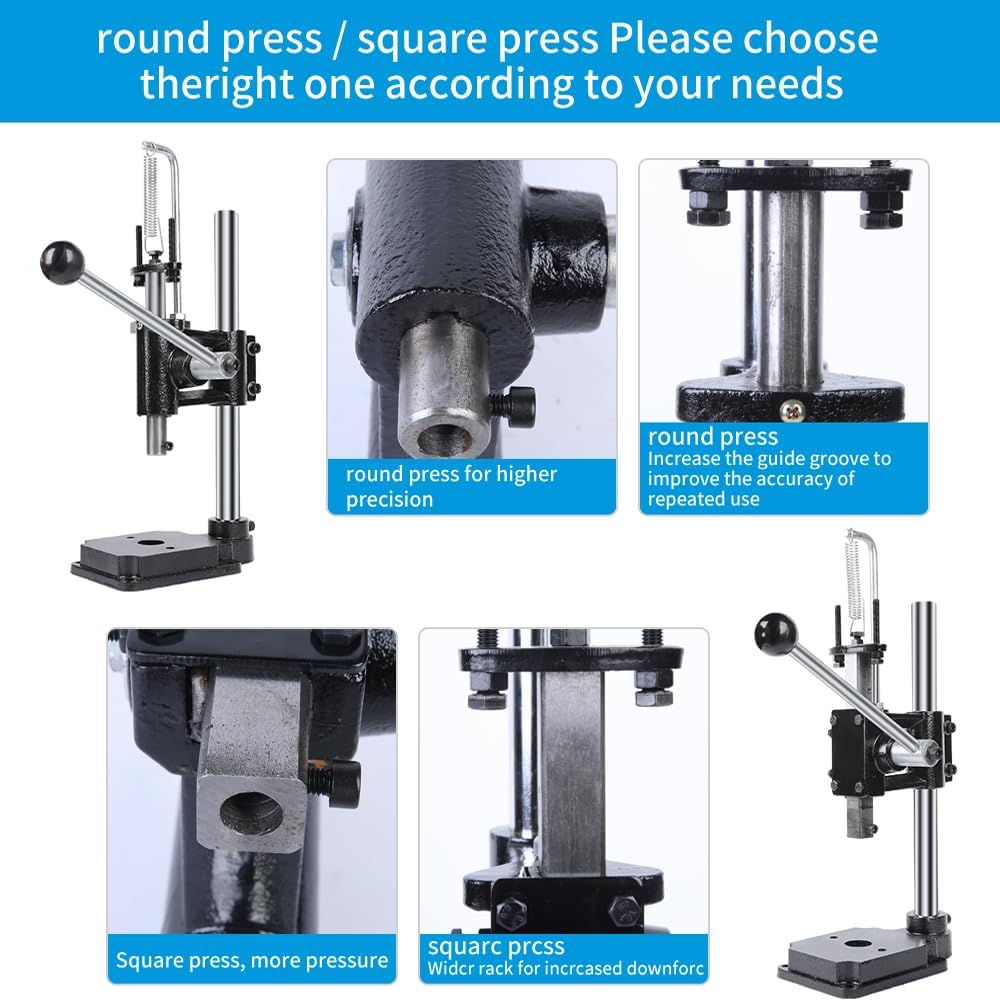 Leather Hole Puncher Hand Punching Manual Punch Arbor Presses | manual press for Leather Craft Punching Holes,Jewelry,Watch,DIY,Punching,Riveting,Cutting,Sealing (A - Round Head)