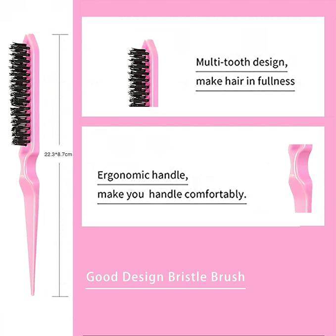 Goiple Hair Styling Brush Set, 12 Pieces Nylon Teasing Hair Brush Rat Tail Comb - Image 2