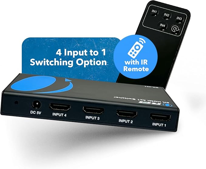 OREI 8K 4x1 HDMI 2.1 Switch 4K @ 120hz Switcher 4 in 1 Out, Support HDR - Image 2