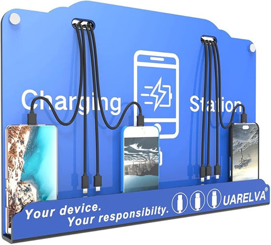 Wall Mounted Cell Phone Charging Station | 8 Ports High Speed Cables Charging by UARELVA