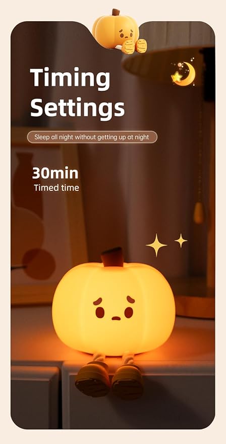 ATSUI Pumpkin Night Light, Halloween LED Squishy Novelty Lamp, Food Grade - Image 4