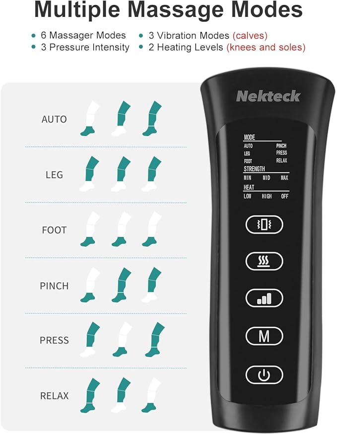 Nekteck Leg Massager for Circulation and Pain Relief, Air Compression Foot Calf - Image 4