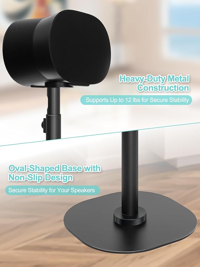 Haturi Speaker Stands Pair for Sonos ERA 100 & 300 Adjustable 22”–42” Floor - Image 5