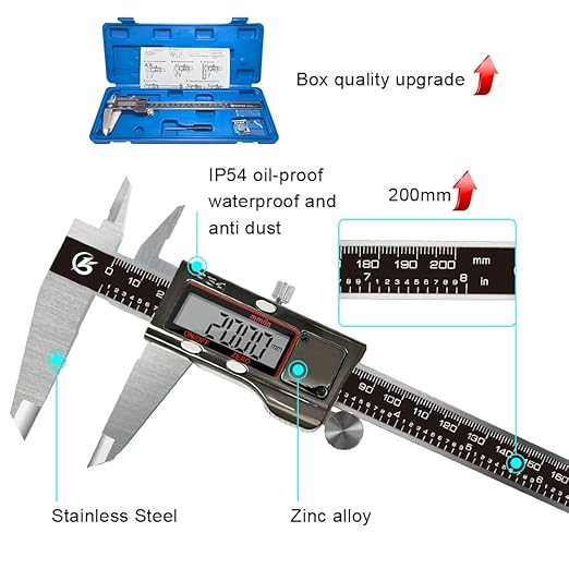 KETOTEK Digital Caliper 8" Electronic Caliper IP54 Splash Proof, Measuring Tool - Image 4