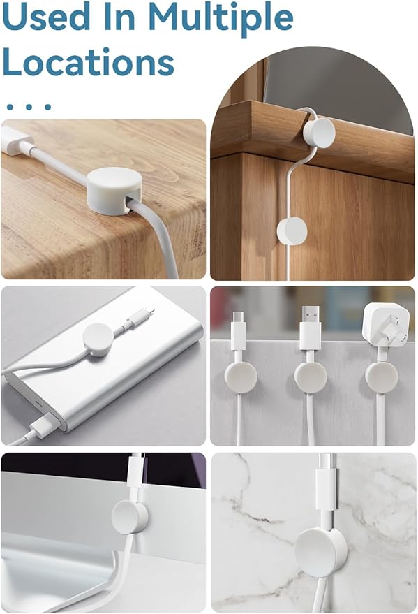 Maveek Magnetic Cable Clips White, Cord Organizer Magnet Silicone Cord - Image 7