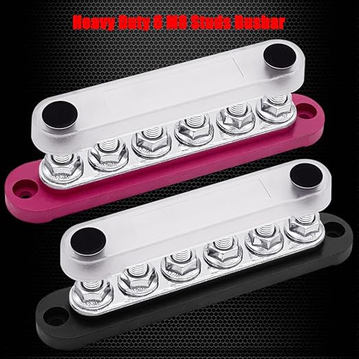 6 x M8 Studs Power Distribution Block Bus Bar 12V, Ampper 5.9" HD 200A Marine - Image 2