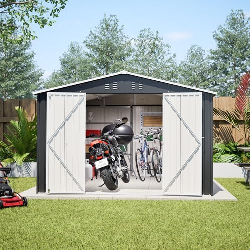 yopto 10x12 ft outdoor storage shed,metal shed w/updated showing dimensions