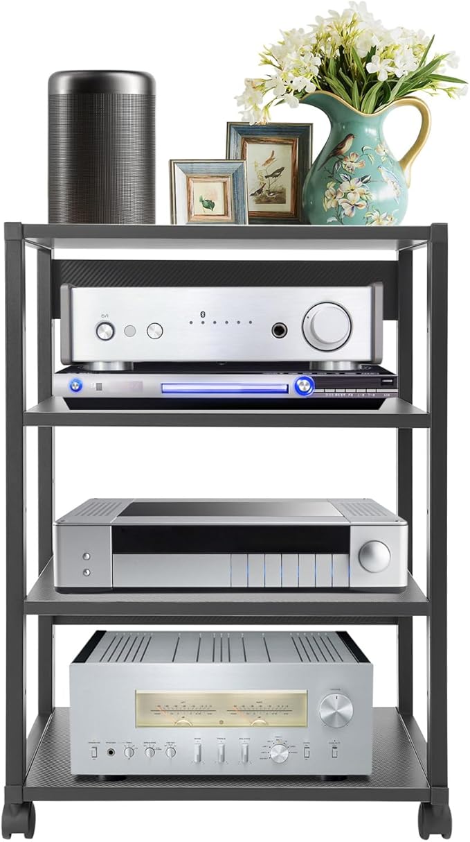 5-Tier AV Media Stand with Universal Wheels, Center Stereo Components Storage by Unknown