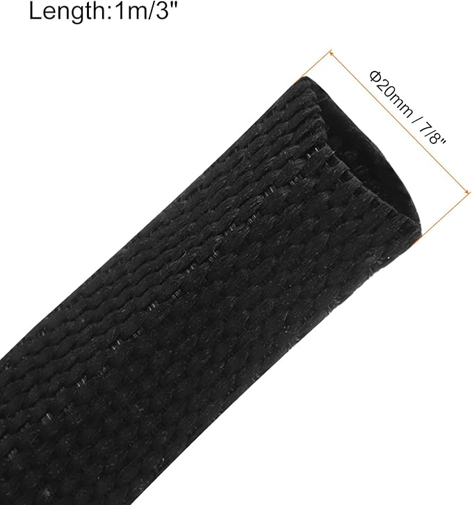 MECCANIXITY Braided Cable Sleeves Heat Shrinkable Fabric Sleeving, 7/8" 3ft - Image 2