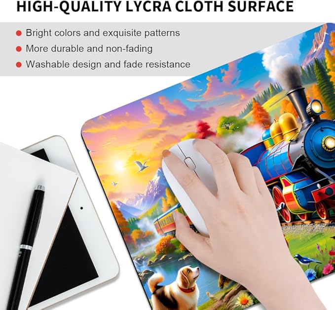 Train Square Mouse pad, Waterproof, Anti Slip Rubber Base, Computer Mouse pad - Image 3