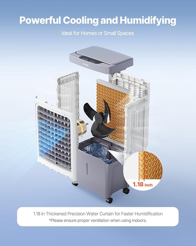 VEVOR Evaporative Air Cooler & Swamp Cooler, 1800 CFM Air Conditioner - Image 3