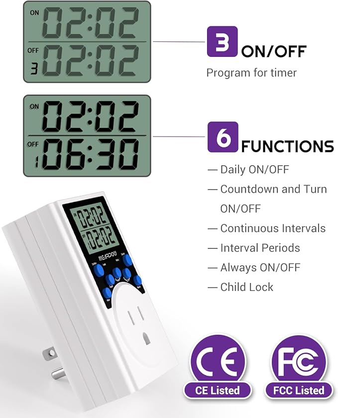 Timer Outlet, Nearpow Multifunctional Infinite Cycle Programmable Plug-in - Image 2