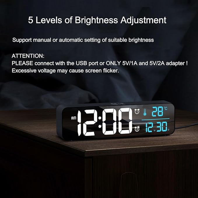 Abovsare Digital Clock for Bedroom, Clocks for Living Room Decor, Desk Table - Image 6