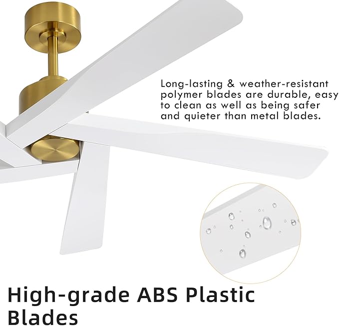 WINGBO 54" ABS DC Ceiling Fan No Light, 5 Blade ABS Plastic Ceiling Fan - Image 6