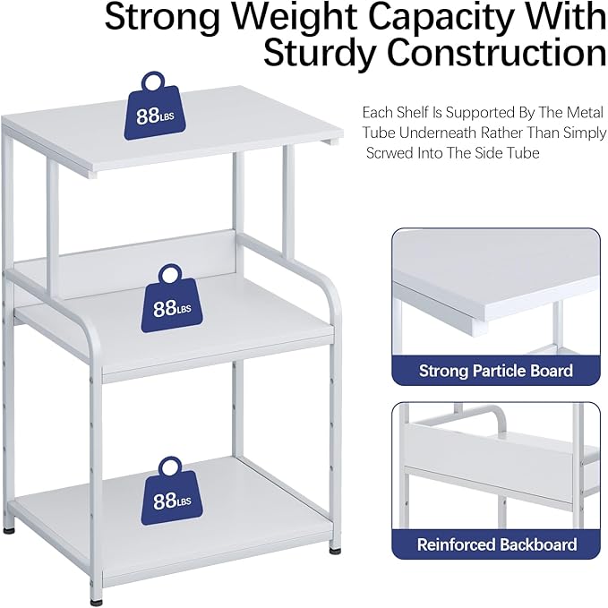 Arbuxzuy Printer Stand with Storage Shelf, 3 Tier Printer Cart with Wheels - Image 7