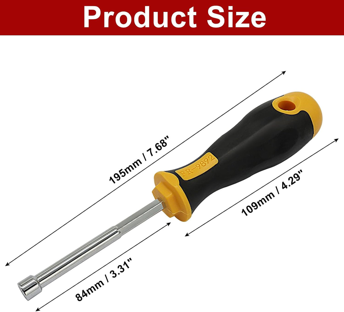 Bonsicoky 6mm Socket Wrench Screwdriver | Hex Nut Driver, Cushion Grip, High Carbon Steel, For Furniture Assembly, Bicycle & DIY Repairs