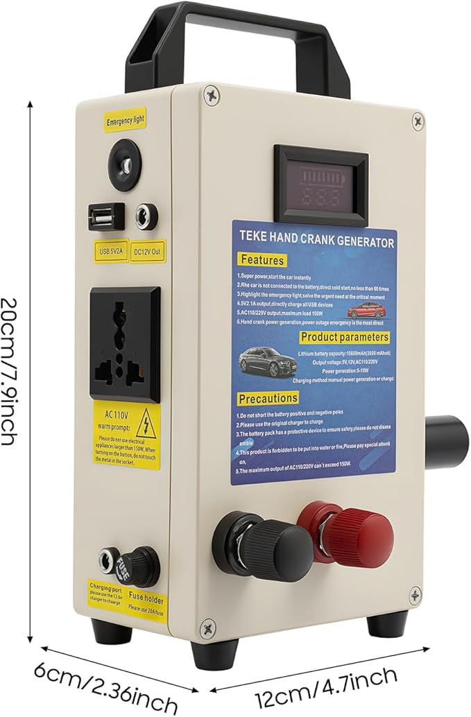 Hand Crank Generator & Portable Power Station, 150W 110V Manual Emergency - Image 8