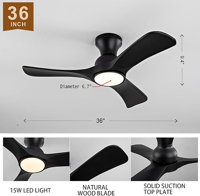 Gaizw 36 Inch Black Ceiling Fans - Image 2