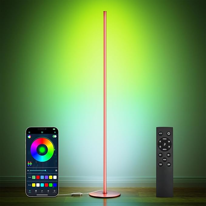 Luckystyle Smart RGB Corner Floor Lamp, Bright LED Tall Modern Floor Lamp by luckystyle