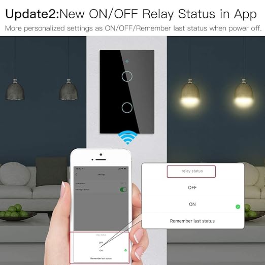 MoesGo WiFi Smart Wall Light Switch, Glass Panel, 2.4GHz Wi-Fi Touch Switches - Image 4