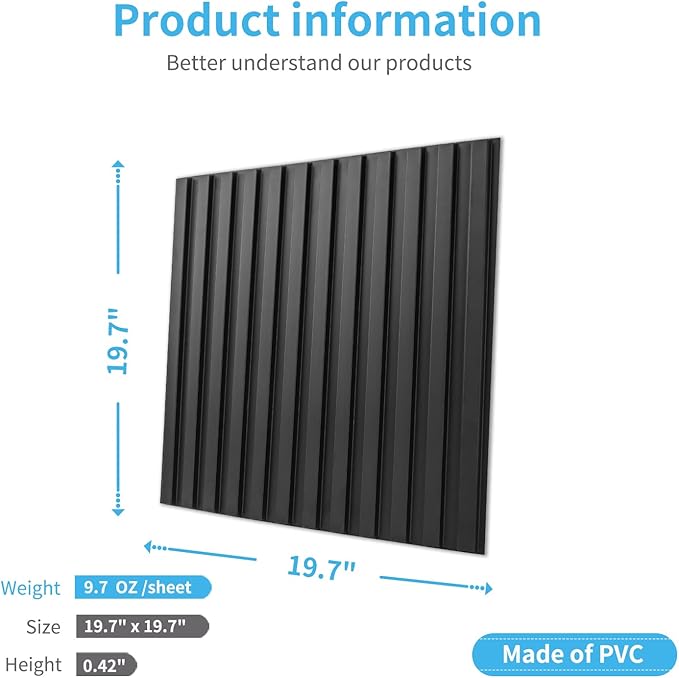 Art3d Slat Wall Panel, 3D Fluted Textured Panel 12-Tile 19.7 x 19.7in. - Image 5