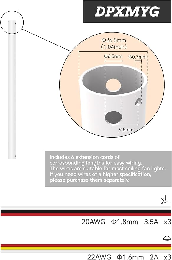 DPXMYG 24 inch Ceiling Fan Downrod - Image 4