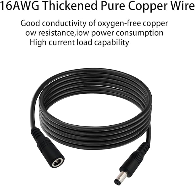 2pcs 16AWG DC Power Extension Cable 5.5mmx 2.1mm Male to Female Connection Cable - Image 2