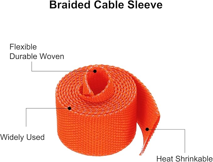 MECCANIXITY Braided Cable Sleeves Heat Shrinkable Fabric Sleeving, 5/8" 3ft - Image 4