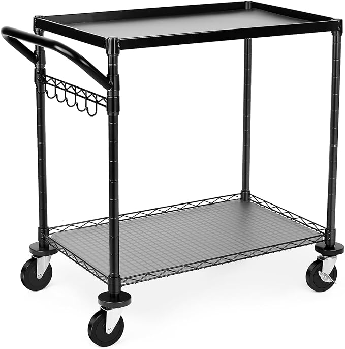 WDT 680Lbs Capacity Heavy Duty Rolling Utility Cart, 2 Tier Rolling Carts by WDT