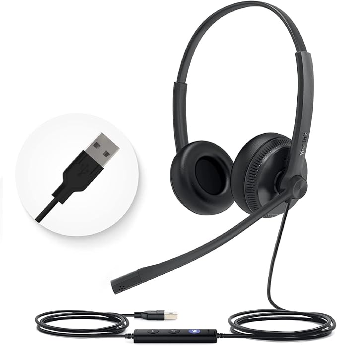 Yealink UH34 USB Headset with Mic, Stereo Wired Headphones with Noise by RedefineYourWorkplace