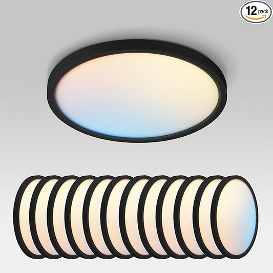 ASD LED 9" Round Flush Mount Ceiling Light Fixture, Low Profile Surface by ASDLightingCorporation
