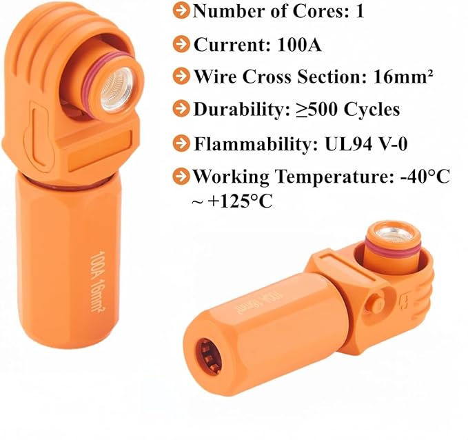 Right Angle 6mm 16mm² 100A Single Core Battery Energy Storage Connector IP67 - Image 3