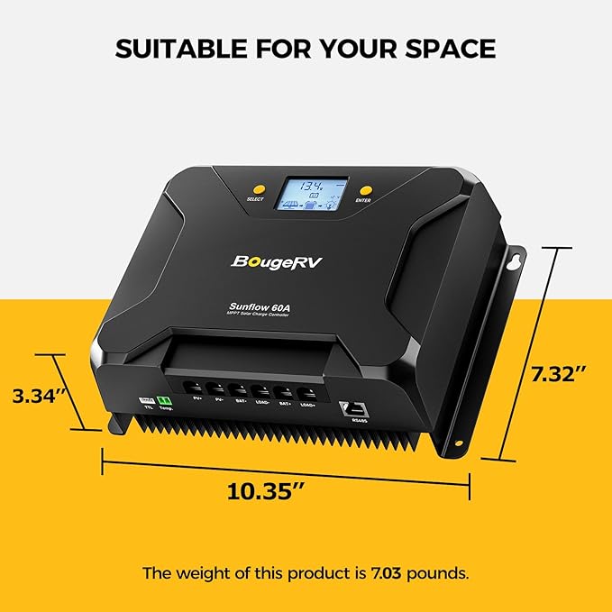 BougeRV Sunflow MPPT Solar Charge Controller 60A, w/Low-Temp Cut-Off, APP - Image 5