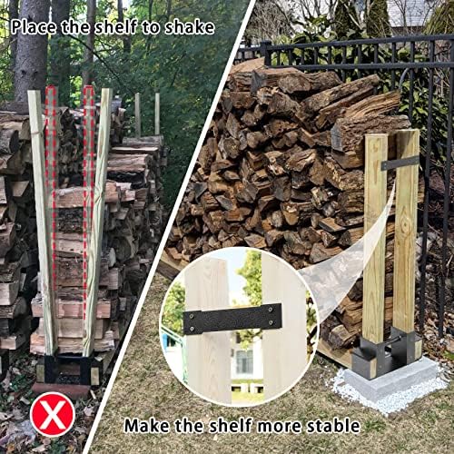 mofeez outdoor firewood log storage rack 2x4 bracket showing dimensions