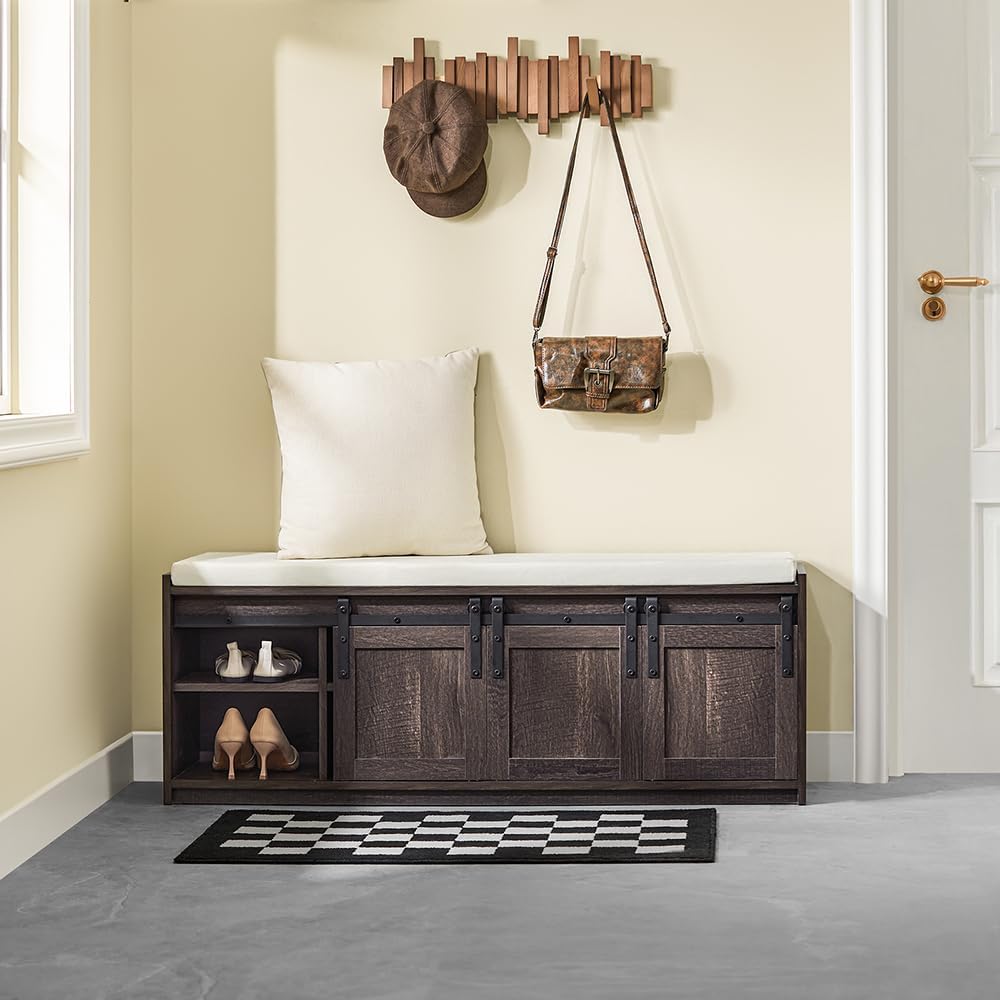 haotian entryway shoe storage bench on a desk or shelf