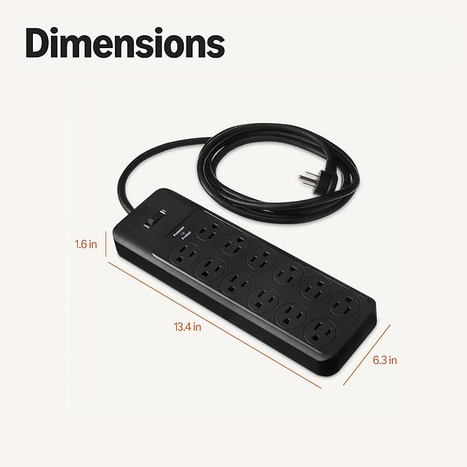 Amazon Basics Surge Protector Power Strip, 4000 Joules, 8ft Extension Cord - Image 5