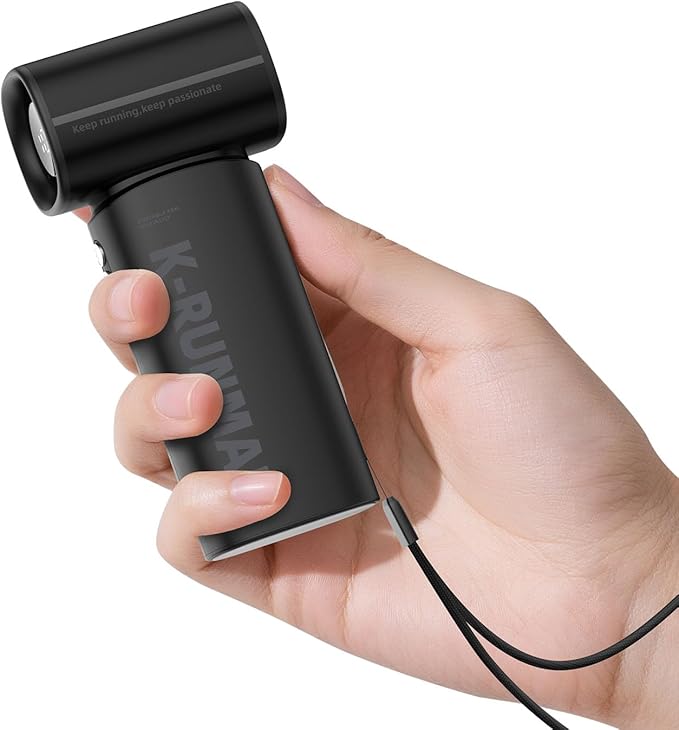 K-RUNMAN Portable Handheld Turbo Fan, 5 Gear Wind, Battery Operated, LED Display by Unknown
