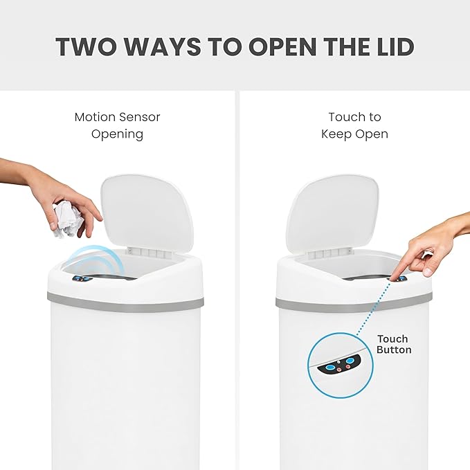 iTouchless 13 Gallon Oval Sensor Trash Can - Image 3
