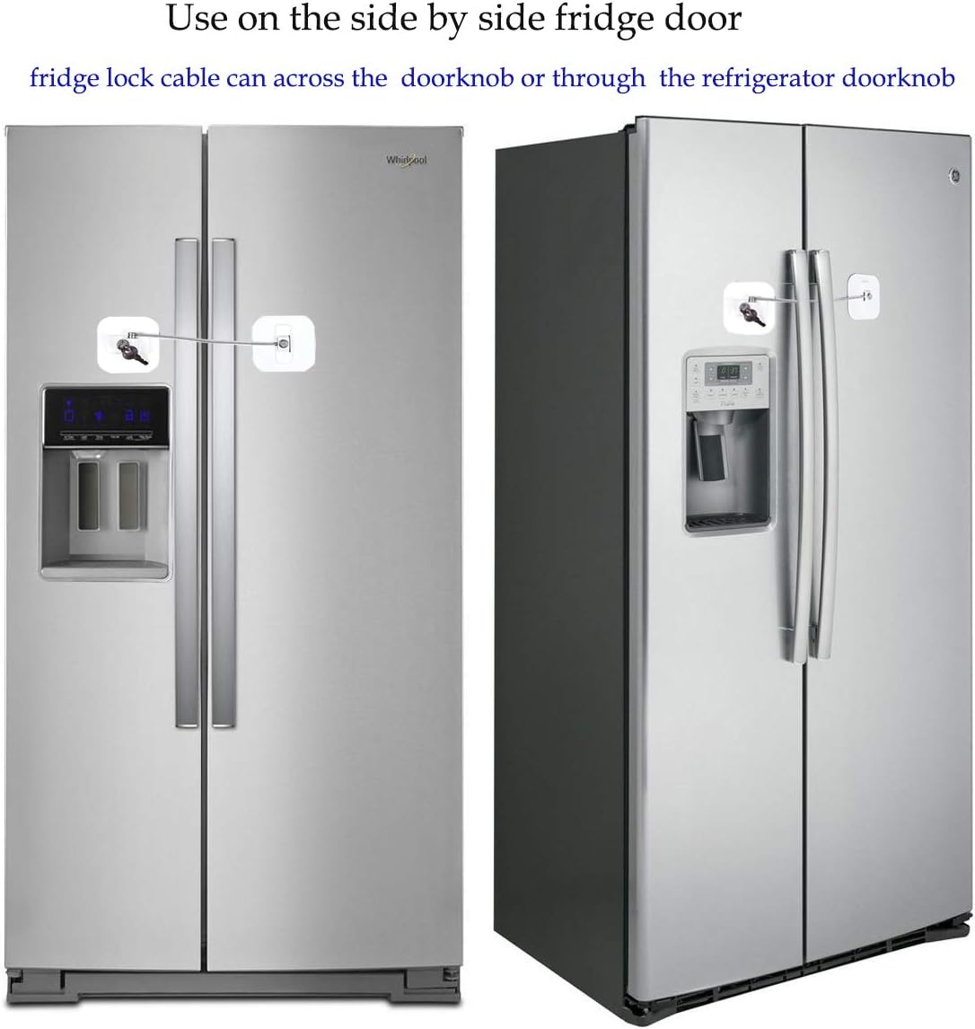 Fridge Lock,Refrigerator Locks,Freezer Lock with Key for Child Safety,Locks to Lock Fridge and Cabinets,White Fridge Lock