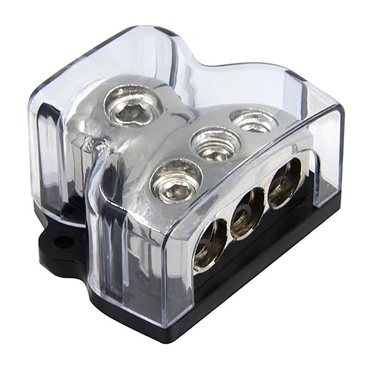 RKURCK 3 Way Power Distribution Block, 0/2/4 AWG Gauge in, 4/8/10 Gauge Out by RKURCK