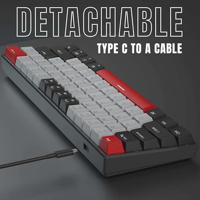 Camiysn 60% Mechanical Gaming Keyboard, Mixed Color Keycaps Gaming Keyboard - Image 6